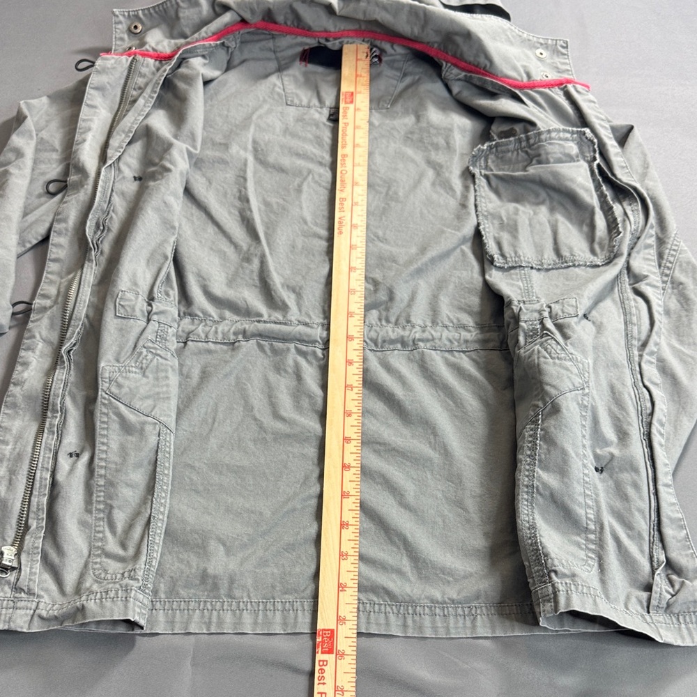 Fox Y2K Racing Women's Hooded Military Utility Jacket 100% Cotton Gray Size S - Picture 9 of 16